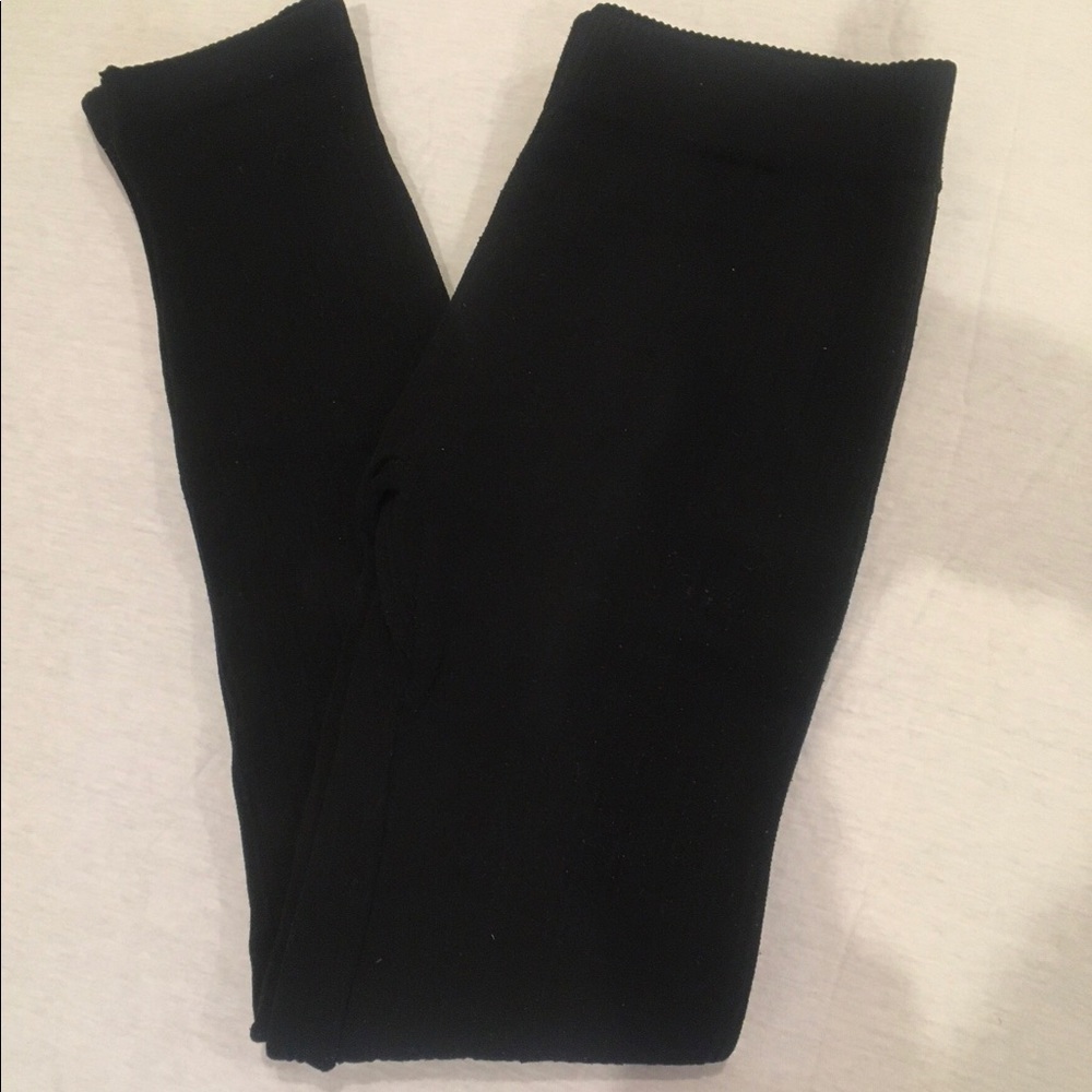 Black ribbed fleece leggings size medium